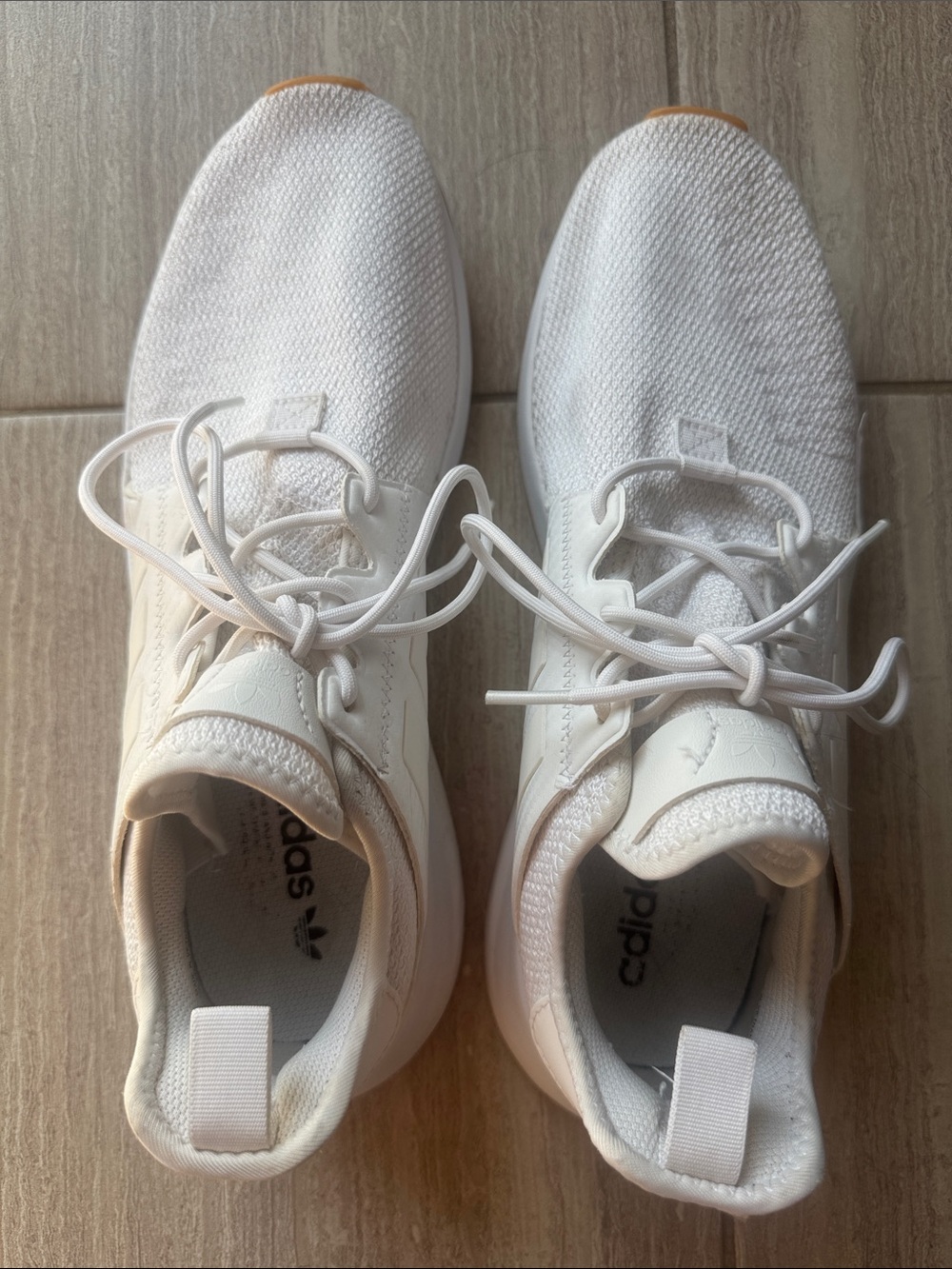 adidas All-White Knit Lace-Up Sneakers